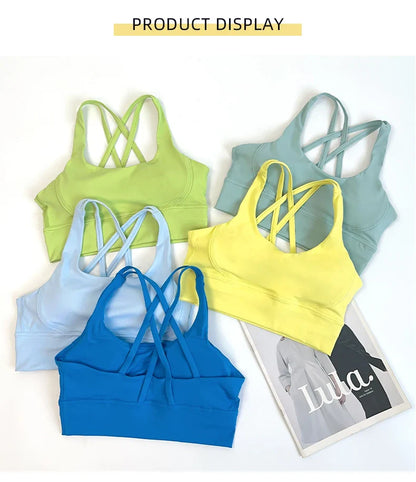 2 Pieces Yoga Shorts Gym Sports Sets Women Fitness Suits Cross Back Bra Top High Waist Shorts Running Workout Tracksuit👚👍️