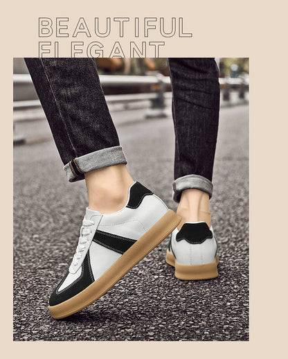 Invisible Height-Increasing Shoes 8cm German Training Shoes for Men, Summer Breathable Casual Sneakers, Genuine Leather Retro Versatile Forrest Gump Shoes 6cm