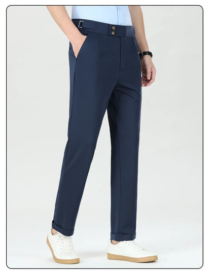 Mens Dress Pants Elastic Business Casual Pants Groom Wedding Party Formal Pants for Men Office Commute Pants