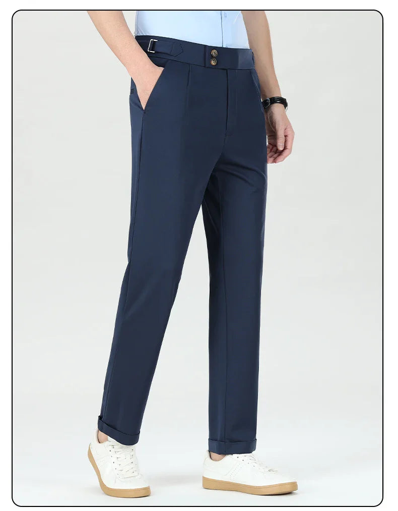 Quality Mens Business Casual Pants Elastic Dress Pants Stretch Golf Pants Black Grey Beige Summer Spring Pants