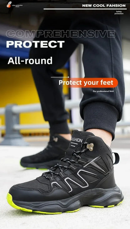 Ankle-Length Men Safety Boots Anti-smash Anti-stab Construction Work Steel Toe Shoes Male Work Boots Work Safety Shoes