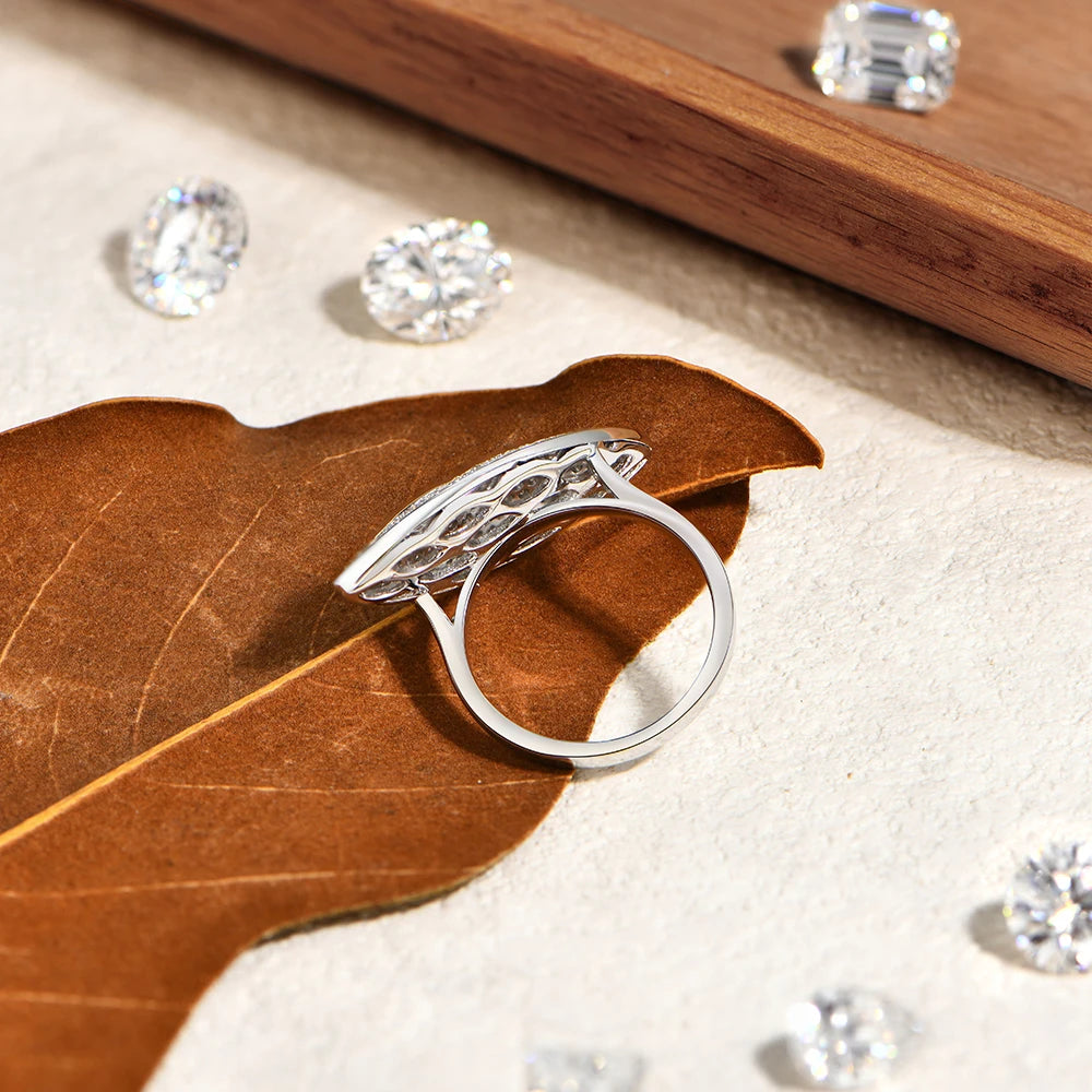 Horse's Eye Elegant Moissanite Ring for Women D VVS1 Marquise Cut 0.5CT 925 Silver Band Luxury Rings Wedding Party Gift
