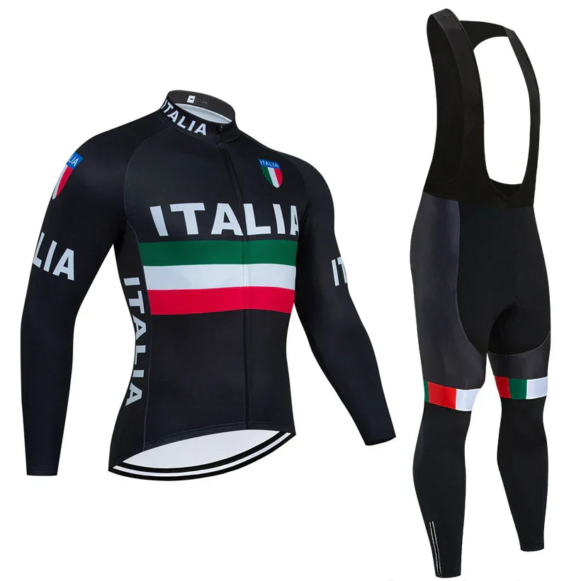 New ITALIA Winter Cycling  Jacket Men Women 20d White Road Bike Maillot Pants Suit Ropa Ciclismo Thermal Fleece Bicycle Clothing