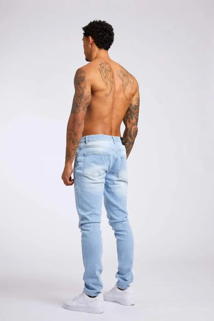 1pc men's elastic daily travel American street, regular banana pants jeans