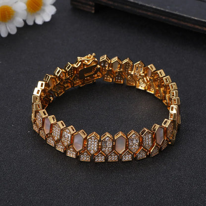 Luxury Dubai Bridal Jewelry Set For Women Wedding Party Shell Zirconia Jewelry Set Twisted Branch Design