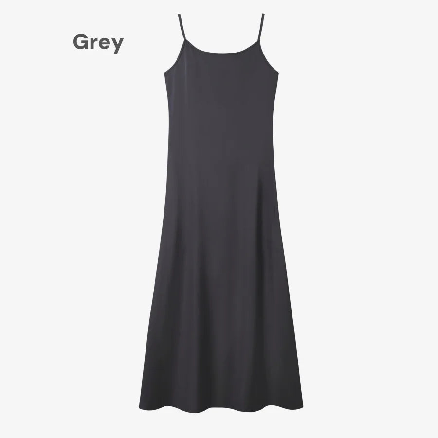 elegance slip satin dress + knitting cross top +mockneck woman clothing set adjustable maxi floor length