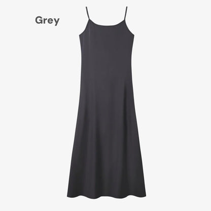 elegance slip satin dress + knitting cross top +mockneck woman clothing set adjustable maxi floor length