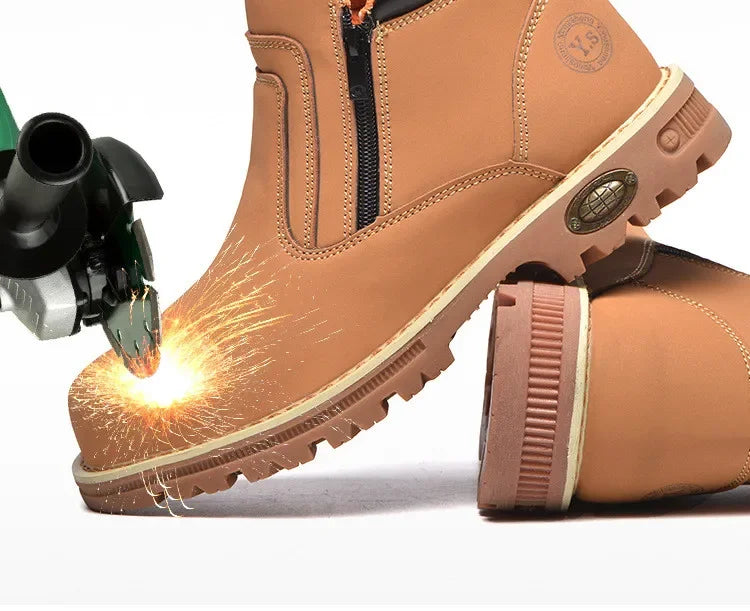 2025 Work Shoes for Men Waterproof Safety Shoes Man Anti Spark Leather Boots Man Anti Puncture Anti Slip Welder Shoe