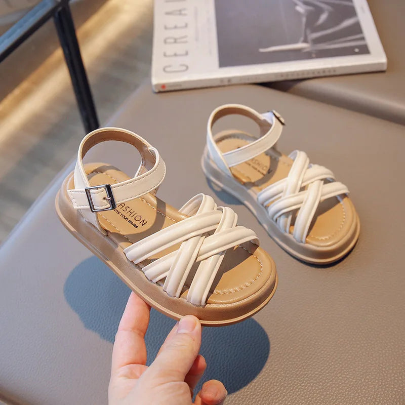 2026 Elegant Summer New Style Korean Version Princess Children's Sandals Elegant Open Toe Stylish Versatile Cute Student Sandals