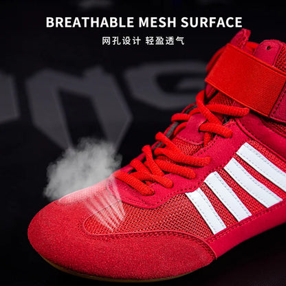 Professional Wrestling Shoes Boxing Shoes Men Women Training Shoes Tendon Bottom Artificial Leather Sports Shoes Breathable Soft