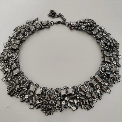 2025 New Fashion Crystal Rhinestones Large Collar Choker Necklace Earrings Women Jewelry Sets Indian Statement Wedding Necklace