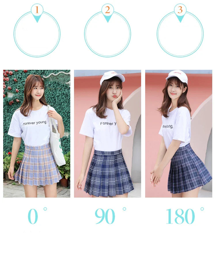 Women Preppy A-line Mini Wide Leg High Waist Harajuku Skirts Sexy Plaid Skirts Pleated Slim Mini Skirts Women Summer