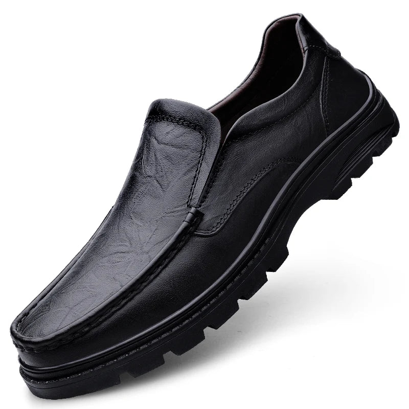 2025 New Summer Leather Shoes, Soft-soled Height-increasing Commuting and Patrol Shoes, High-end Handmade Leather Shoes for Men
