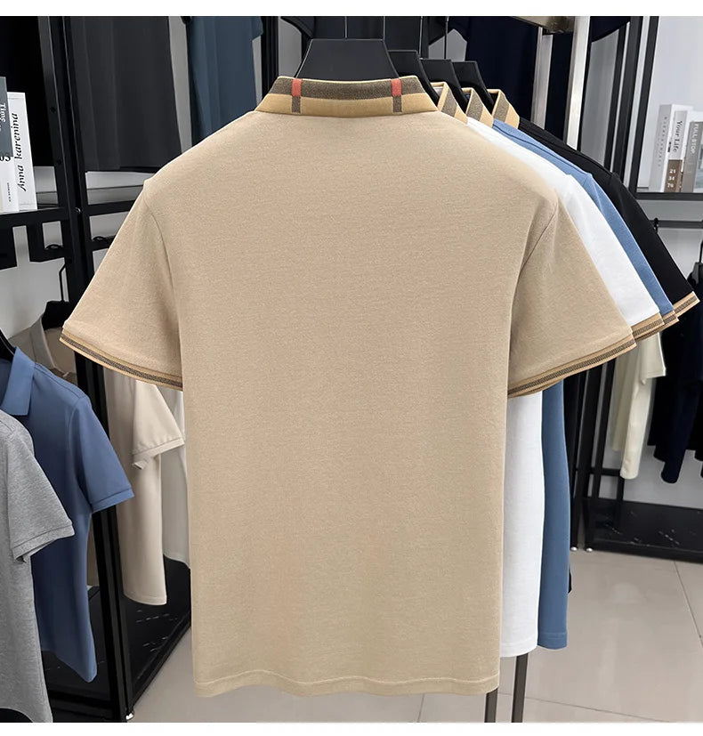 Bestselling brand summer new 100% pure cotton comfortable polo shirt fashionable men's classic letter badge casual short sleeve