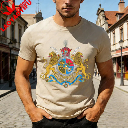Lion and Sun Iran Persian Flag Iran Tshirt Khorshid Graphic T-Shirt Daily Life Casual Men Women Unisex Cotton Streetwear