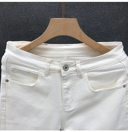 2023 Spring and Autumn New Classic Fashion Solid Color Elastic Casual Jeans Men's Comfortable High-Quality Small Foot Pants 36