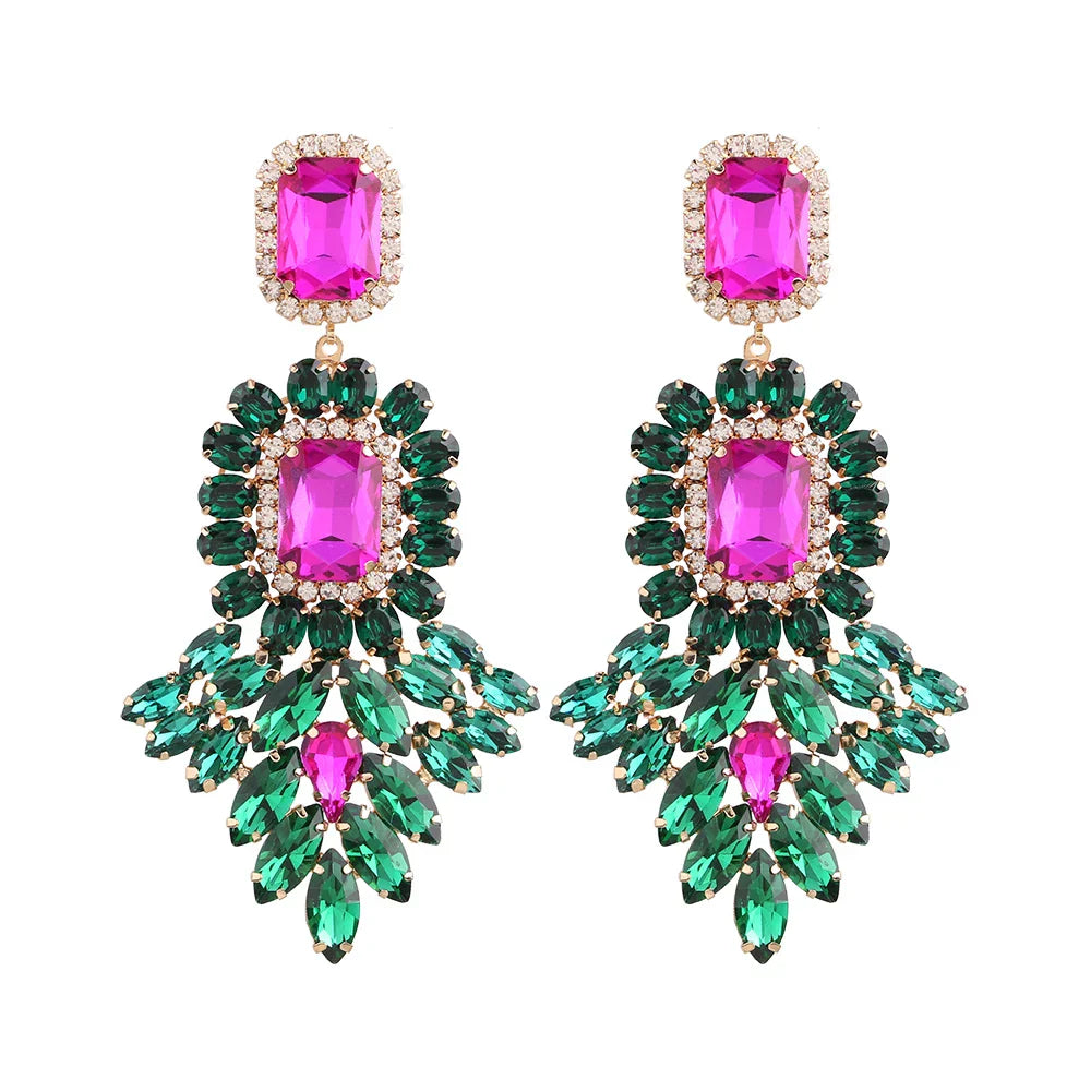 New Crystal Dangle Earrings For Women Rhinestone Earrings Weddings Ladies Party Fashion Jewelry Accessories Wholesale Gifts