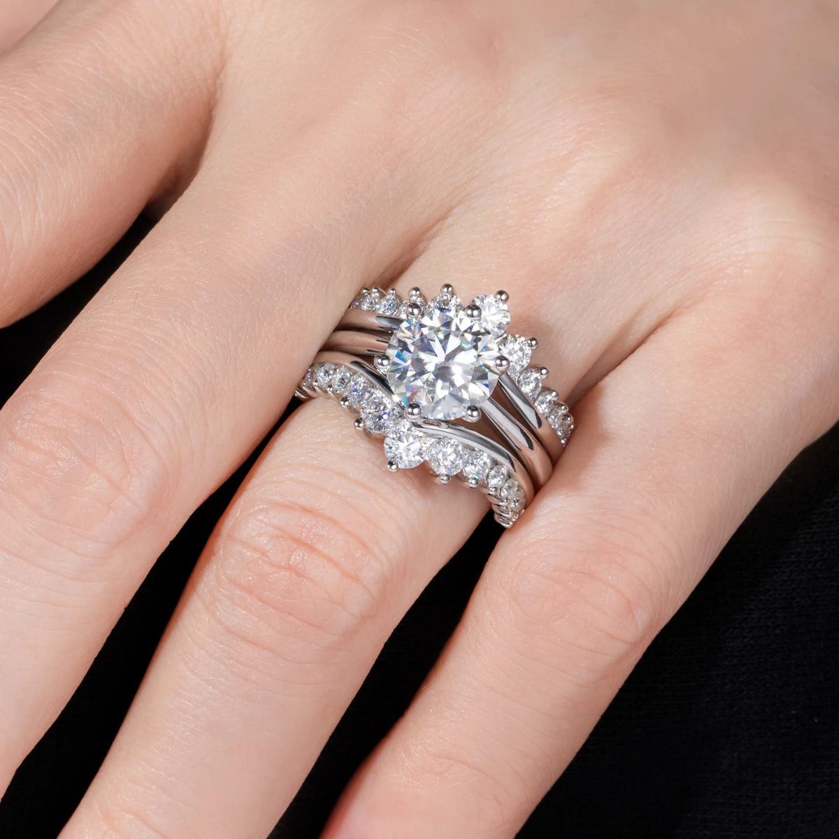 3CT D Color Moissanite Wedding Bands 18k Gold Plated 925 Sterling Silver Bridal Ring Set For Girls Jewelry Wholesale
