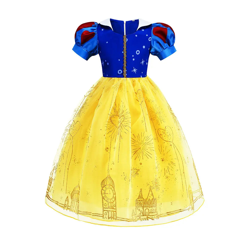 NEW 2024 Snow White Costume Girl Festival Clothing Princess Birthday Ball Gown Kid Prom Party Role Play Dress Halloween Disguise