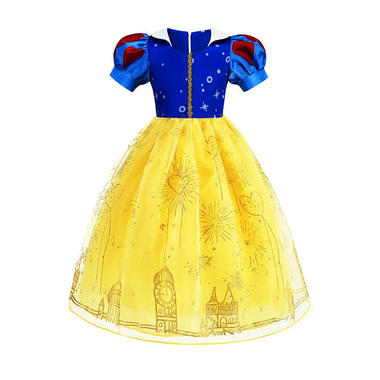 NEW 2024 Snow White Costume Girl Festival Clothing Princess Birthday Ball Gown Kid Prom Party Role Play Dress Halloween Disguise