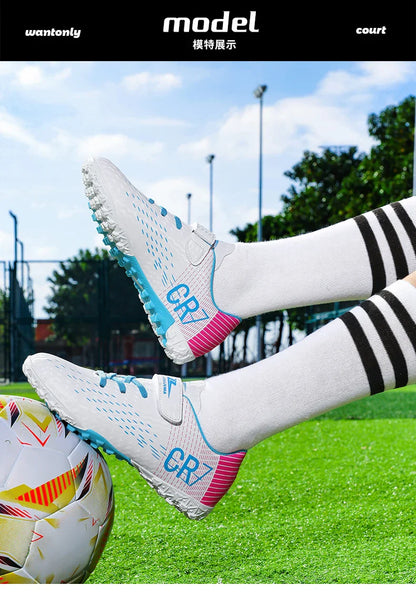 New Hot Children Football Boots Outdoor Trainers Soccer Shoes for Kids Boys Girls Hook Loop Football Cleats Futsal Sneakers28-39