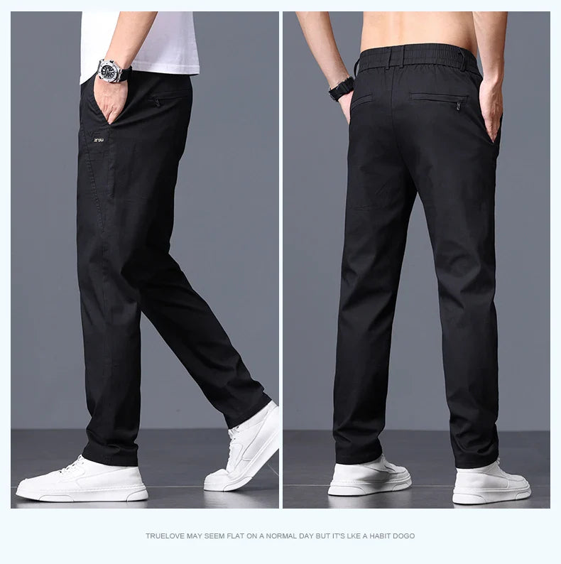 2025 Spring Thin Brand Men's Lyocell Pants Casual Business Straight Elastic Waist Comfortable Trousers Pants for Male