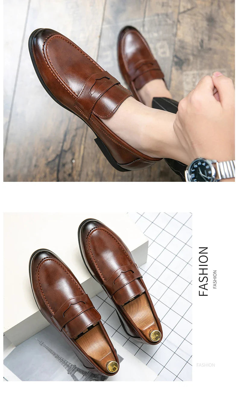 Fashion Formal Leather Shoes For Men Party Social Casual Office Leather Shoes Man Leather Loafers Men's Dress Shoes Large Size