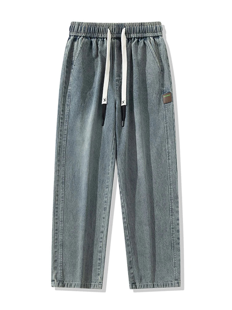 Spring Autumn Baggy Jeans Men Trousers Wide Leg Straight Denim Pants Daily Streetwear Loose Casual Jeans Asian Size L-6XL