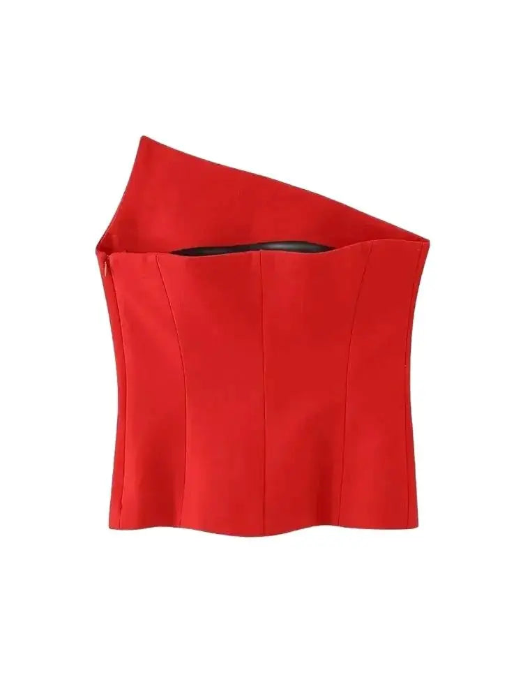 Women's Asymmetrical Bustier Tops, Sexy Backless, Side Zipper, Female Camis, Fashion