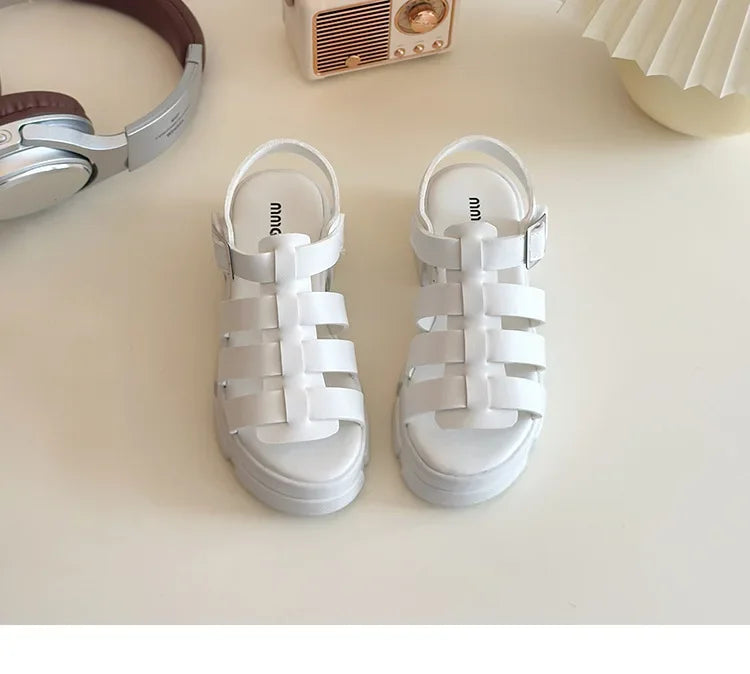 2025 Summer New Children Fashion Sandals for Girls American Style Soft Thick Sole Non-slip Versatile Cool Woven Roman Beach Shoe