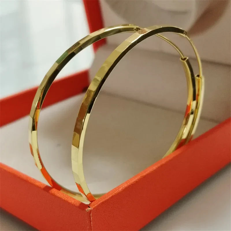 Senlissi - New Fashion 18K Gold Plated Hoop Earrings For Women 925 Sterling Silver Earring Cерьги Kольца Jewelry Girlfriend Gift