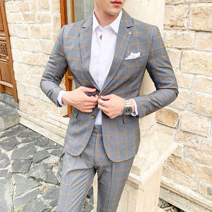 High-Quality Large Size Men's Wedding Suit 5XL S-Fourth Quarter 2024 Fashion Handsome Two-Piece Acetate Set (Suit + Trousers)