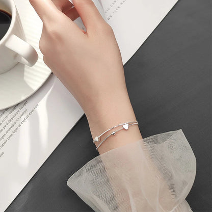 New 925 Sterling Silver Little Balls Love Hearts Charm Bracelet for Women Adjustable Link Chain Fine Jewelry Lover Gift
