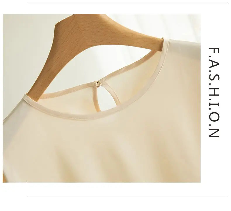2026 New In Summer Satin Silk Half-Sleeve Tee Tops Basic Solid Women‘s T-Shirt Casual O-neck Thin Shirts Ladies Loose Blouses