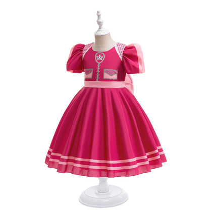 Vestido de Cosplay com Estampa de Cachorro de Desenho Animado Vestido de Menina Skye Princesa Vestidos de Desempenho para Festa de Aniversário Roupa de Carnaval de Halloween para Menina