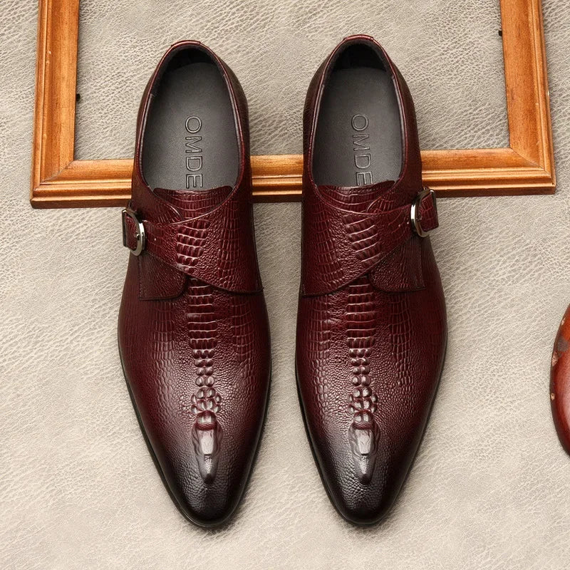 Handmade Mens Wedding Oxford Shoes Black Blue Genuine Leather Flat Dress Shoes Crocodile Pattern Summer Business Formal Loafers