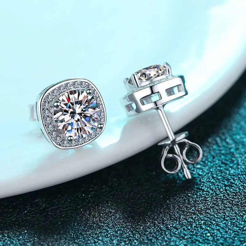 925 Sterling Silver Moissanite Stud Earrings 1-2 ct D VVS1 Lab Diamond with GRA Fine Jewelry Earring For Women