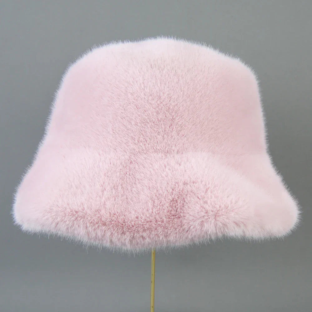 False Mink Fur Berets Elegant Women's Winter Caps New Design Fashion Artificial Fur Hats Knitted Warm False Mink Fur Beanies Hat