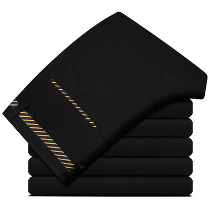 Fashion Men's Dress Pants Black Straight Business Casual Trousers Stretch Non-Ironing Slim Fit Formal Wear Suit Pants for Man