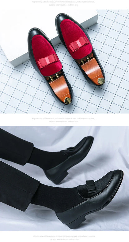 Social Leather Men British Business shoes Men Brogue Shoe Wedding Men's Dress Formal Shoes Large Size 48 Bow Loafers Male
