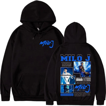 Rapper Milo J 166 Tour 2025 Album Graphic Hoodie Men Hip Hop Gothic Long Sleeve Sweatshirts Vintage Oversized Hoodies Streetwear