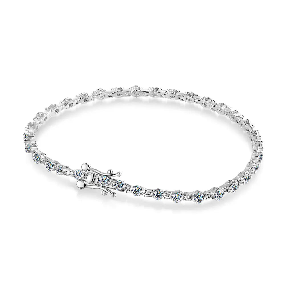 3mm D VVS1 Moissanite Tennis Bracelet Solid s925 Sterling Silver Plated 18k White Gold with GRA Bracelets for Women Man