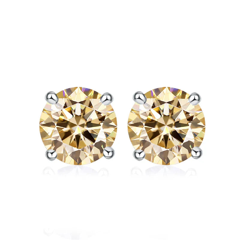 0.5ct 1ct 2ct Moissanite Stud Earrings for Women 925 Sterling Silver Pink Black Blue Grey Sparkling Lab Diamond Earring