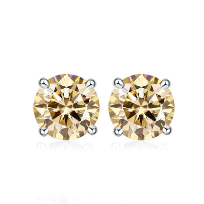 0.5ct 1ct 2ct Moissanite Stud Earrings for Women 925 Sterling Silver Pink Black Blue Grey Sparkling Lab Diamond Earring