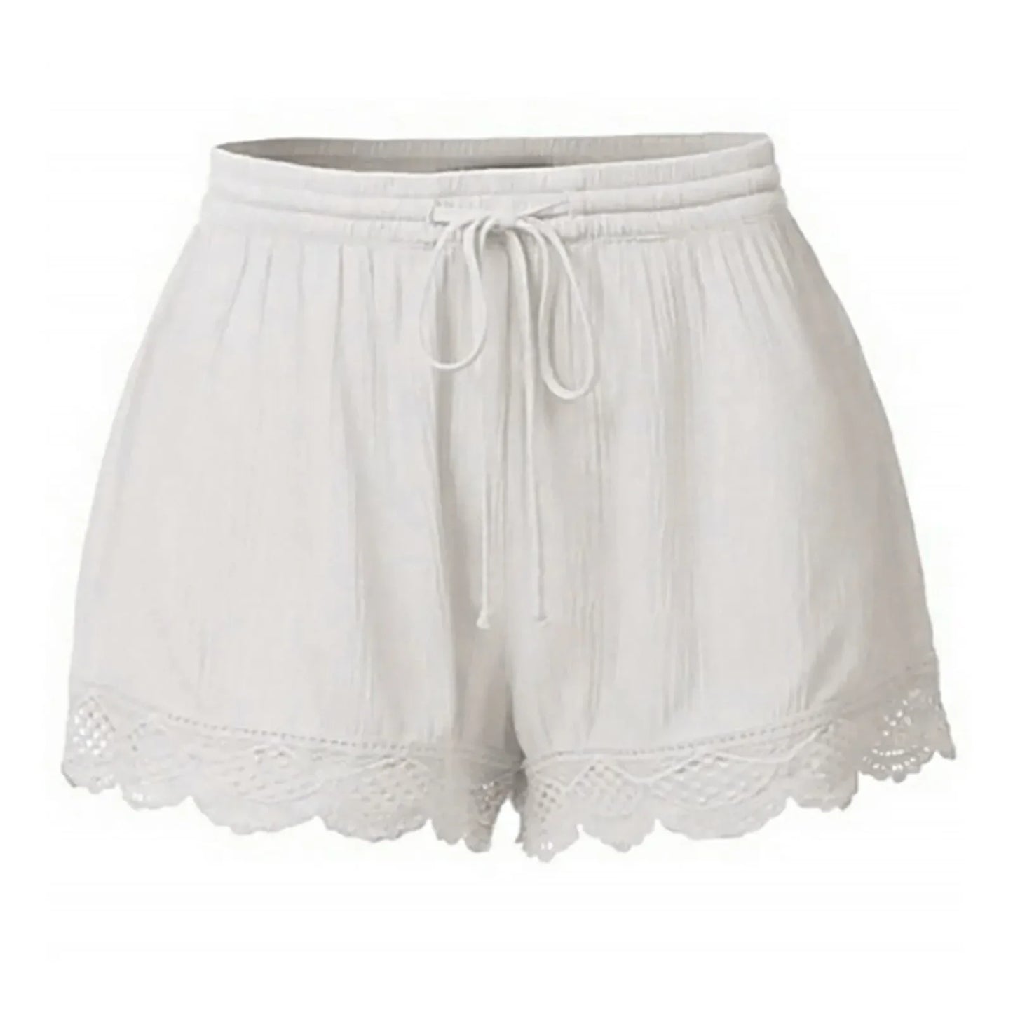 Shorts For Women Ruffle Hem Casual Shorts Plus Size Drawstring  Lace Shorts