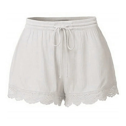 Shorts For Women Ruffle Hem Casual Shorts Plus Size Drawstring  Lace Shorts