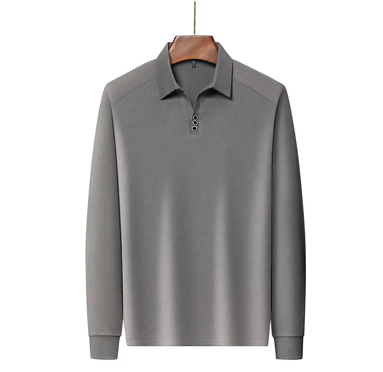 High quality brand long sleeve men's polo shirt autumn fashion customization high-end slim fit top casual business T-shirt