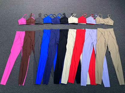 Yoga Sports Fitness Sets High Waist Hip-lifting Trousers Open Back Bra Suit Casual Running Workout Gym Leggings Sexy Sets Women