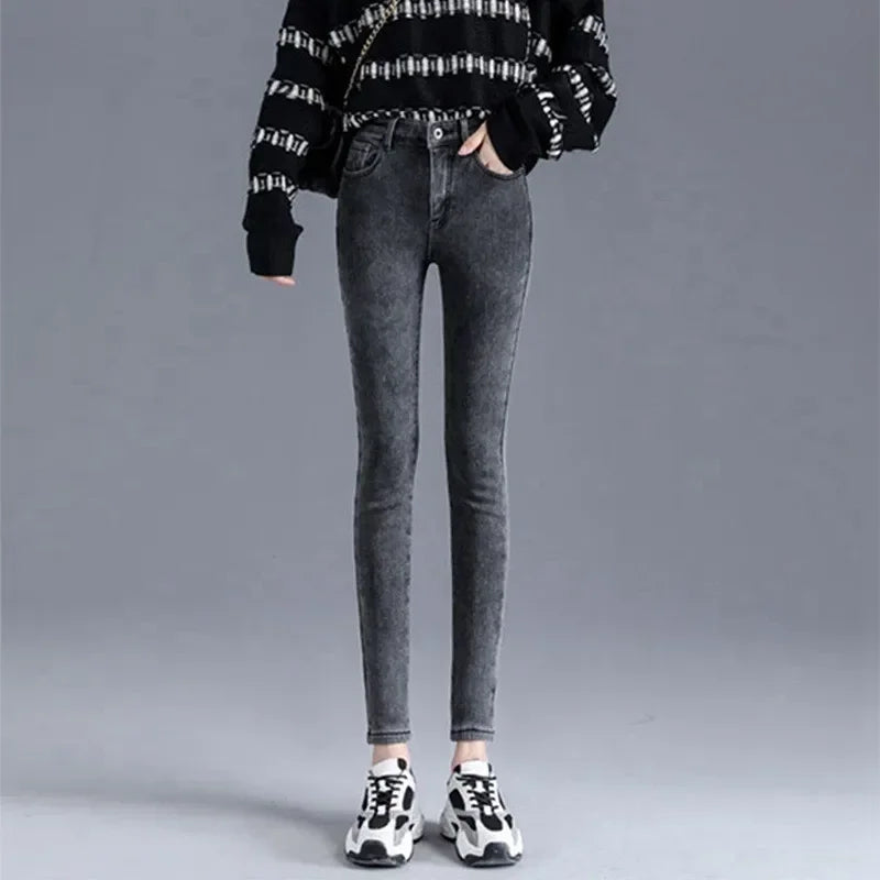 Women Velvet Ankle Length Casual Thick Pencil Pants