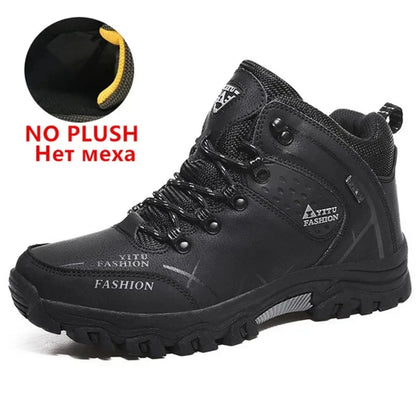 Men Winter Snow Boots Waterproof Leather Sneakers Super  Warm Men's Boots Outdoor Male Hiking Boots Work Shoes Size 39-47